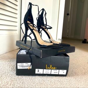Lulus Black Suede Lace-Up Heels